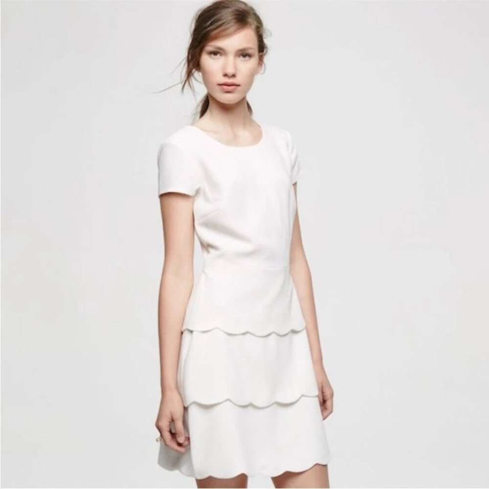 Club Monaco Colby Scalloped Tier Dress White